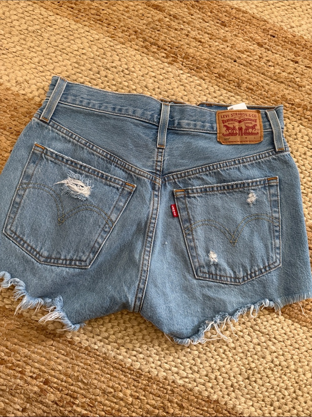 Levi's Blue Distressed High-Rise Denim Cutoff Shorts